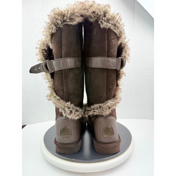 BearPaw Sheilah Womens Size 10 Suede Wool Fur Tall Winter Boot Waterproof Brown - Picture 6 of 11
